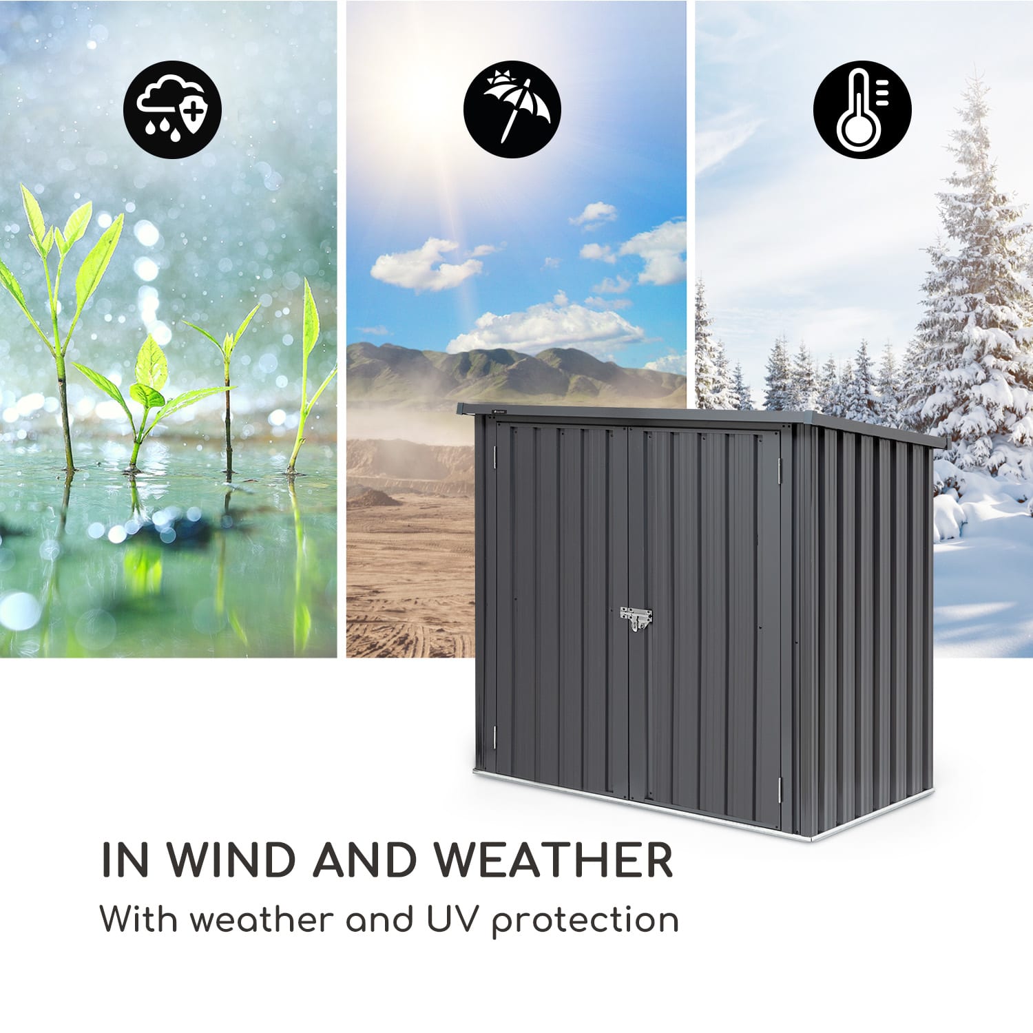 Blumfeldt Solid Storage, domček na náradie, oceľový plech, ochrana pred poveternostnými vplyvmi, antracitový – Obrázok 5