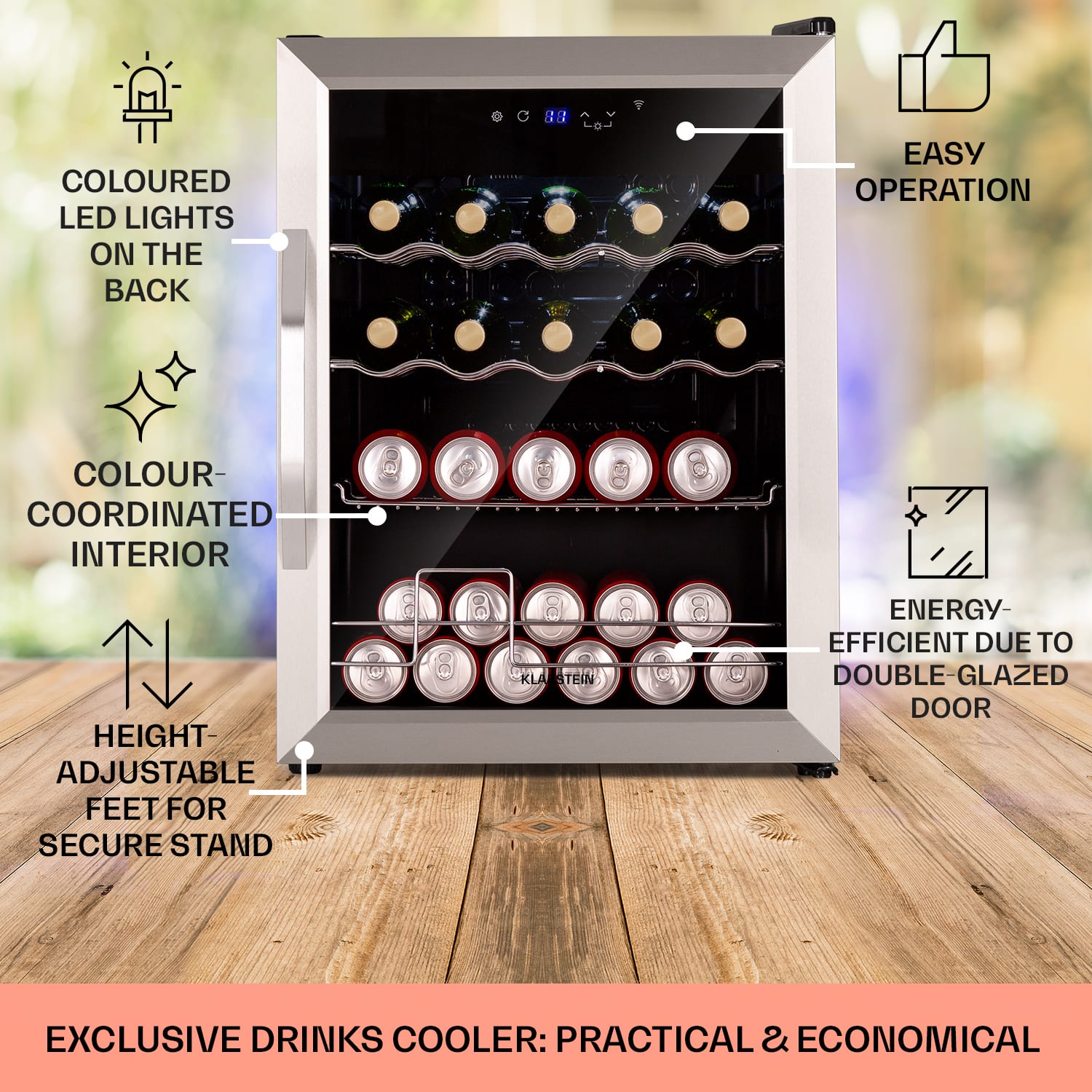 Klarstein Coachella 60, Smart, chladnička, 60 l, funkcia WiFi, podsvietenie. – Obrázok 4