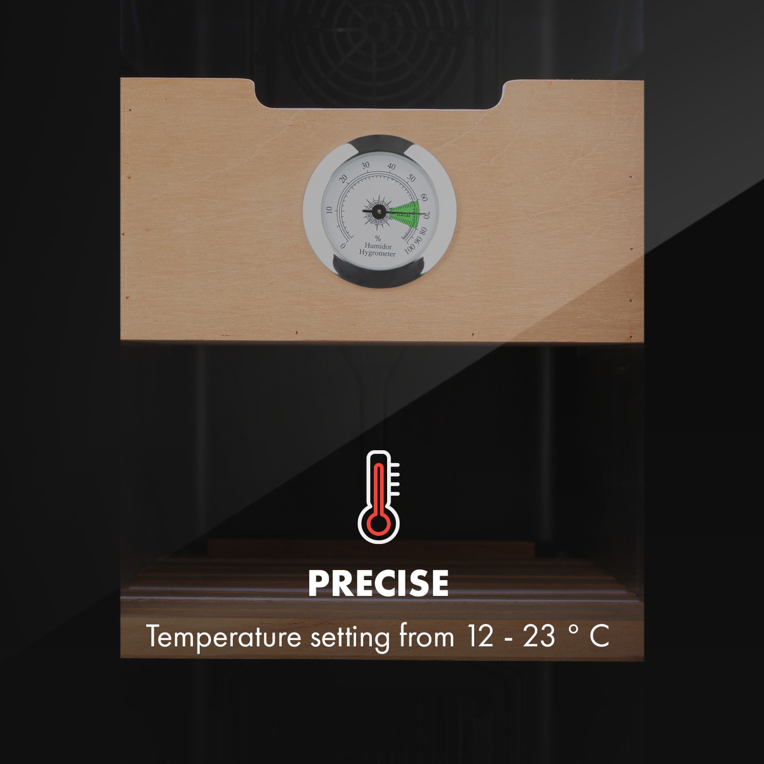 Klarstein El Presidente 45 Slim, humidor na cigary, 45 l, 4 police, čierny – Obrázok 5