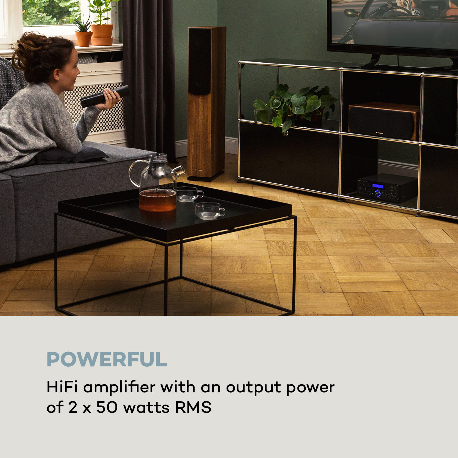 Auna AMP-5 BT, HiFi zosilňovač, 2 x 50 W RMS, BT, 2 x mikrofón, čierny