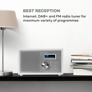 Auna Ambient DAB+/FM, rádio, BT 5.0, AUX vstup, LCD displej, budík, časovač, drevený vzhľad, biele