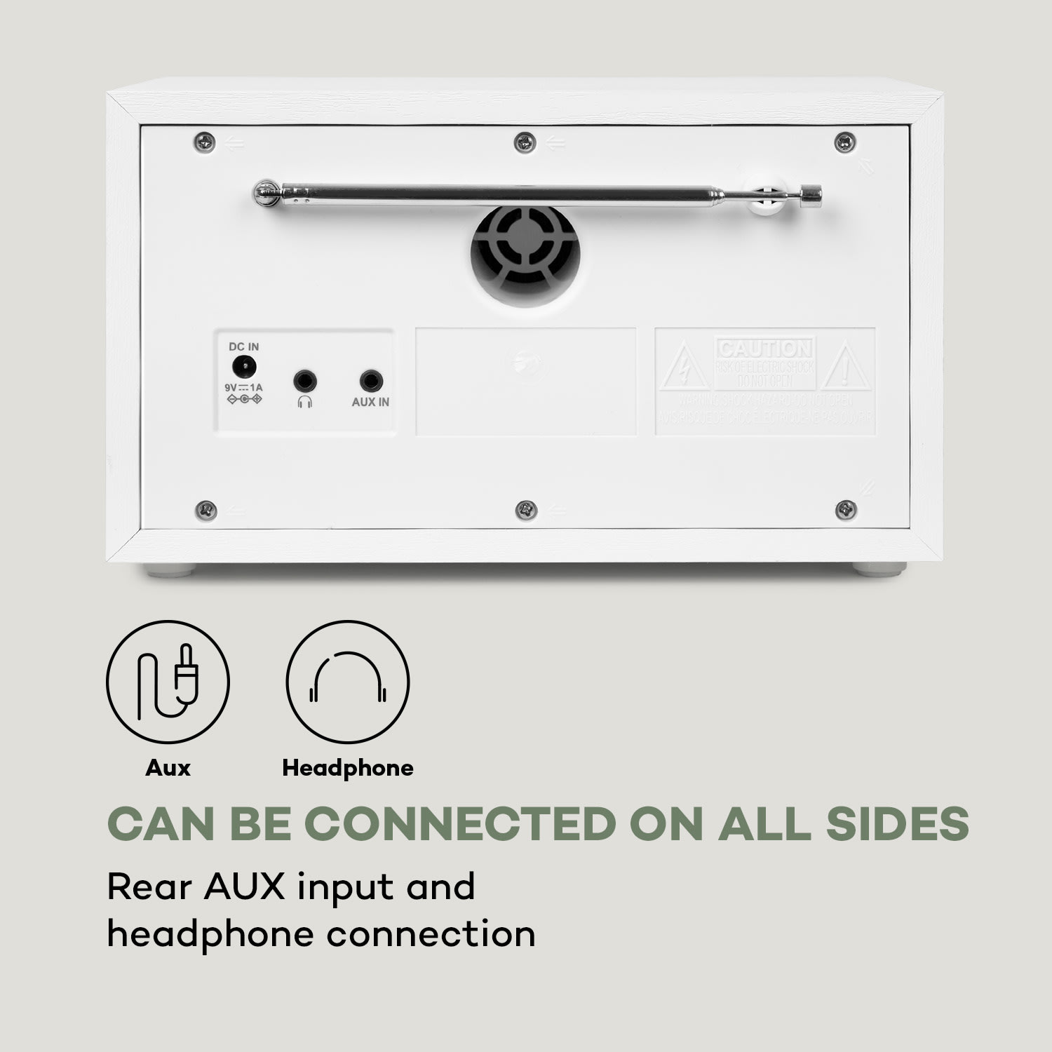 Auna Ambient DAB+/FM, rádio, BT 5.0, AUX vstup, LCD displej, budík, časovač, drevený vzhľad, biele – Obrázok 5