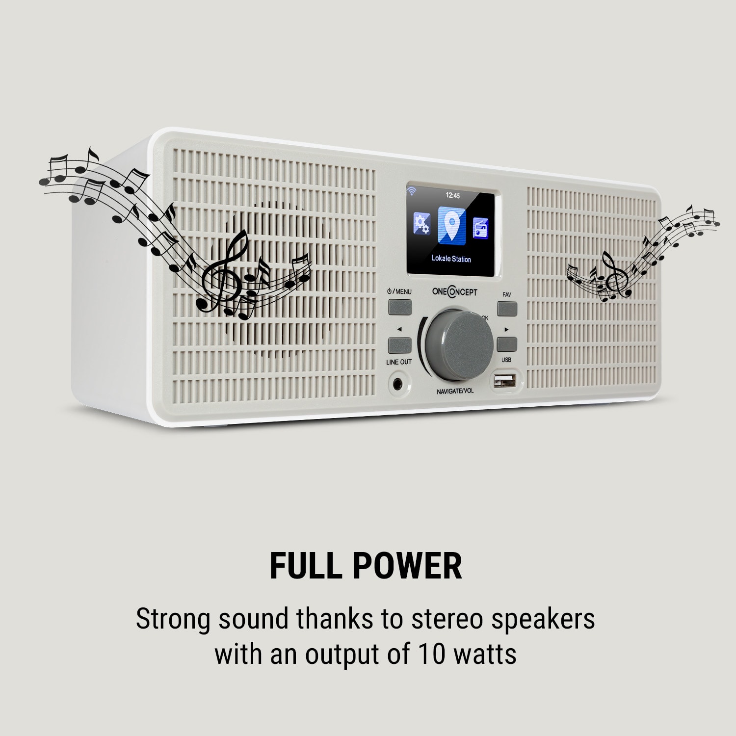 OneConcept TuneUp ST, internetové rádio, 10 W, WLAN, USB, HCC, linkový výstup, biele – Obrázok 5