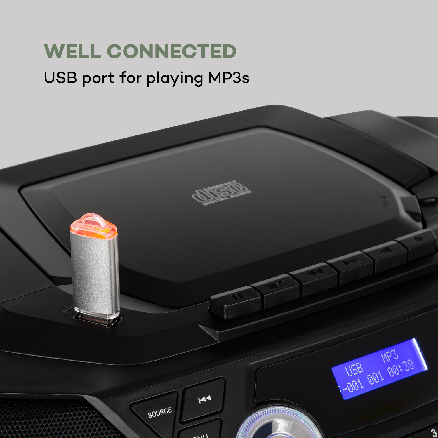 Auna Roadie 2K, boombox, CD prehrávač, kazetové rádio, DAB/DAB+, UKW, bluetooth, čierny – Obrázok 5