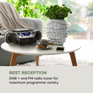 Auna Roadie 2K, boombox, CD prehrávač, kazetové rádio, DAB/DAB+, UKW, bluetooth, strieborný