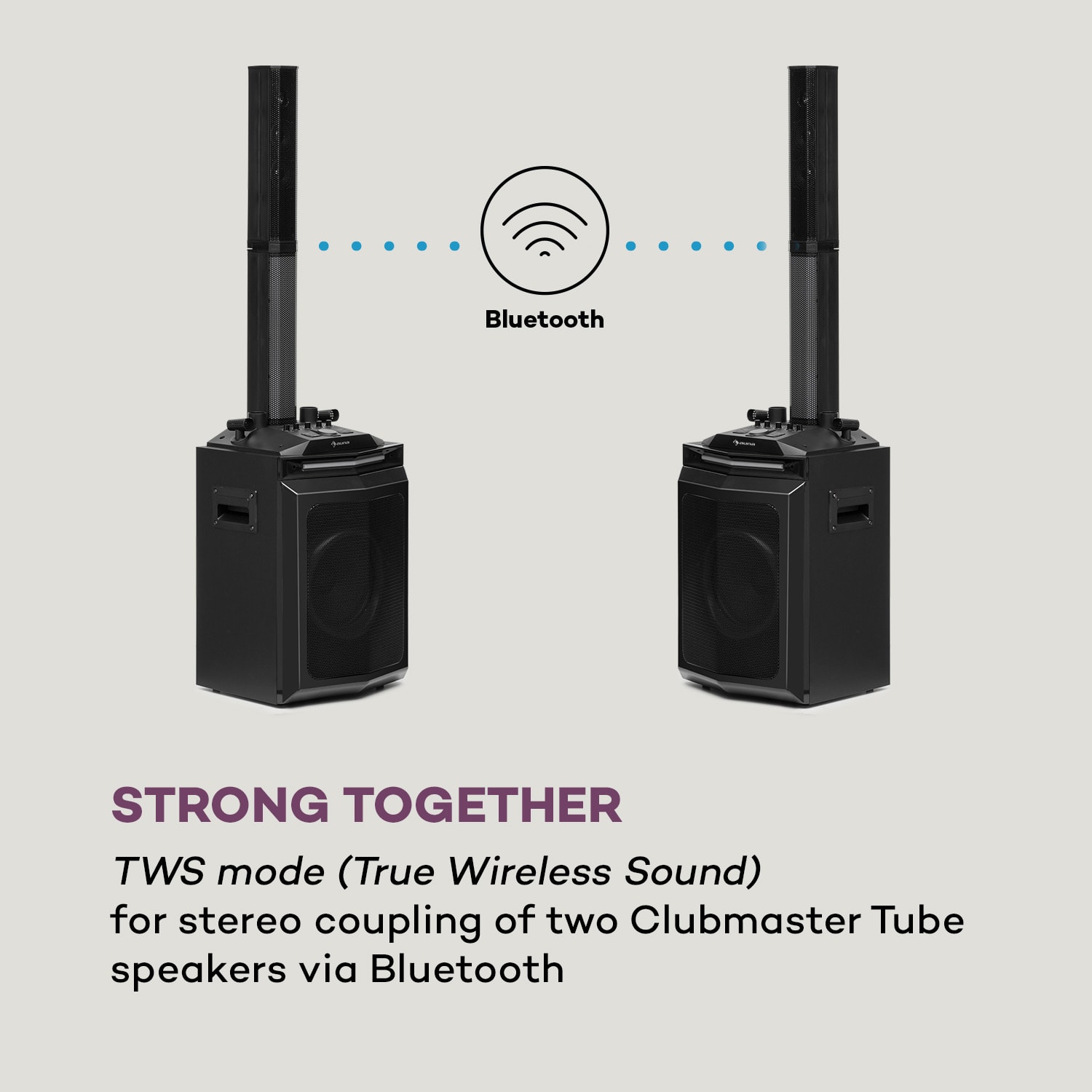 Auna Clubmaster Tube, párty zvukový systém, 150 W max., 10" woofer, USB, BT, AUX, čierny – Obrázok 2
