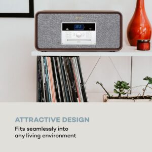 Auna Bella Ann, stereo systém, gramofón, rádio, DAB+/FM, USB, bluetooth, hnedý