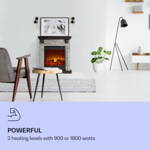 Klarstein Etna, elektrický krb, 1800 W, týždenný časovač, diaľkové ovládanie, sivý/čierny