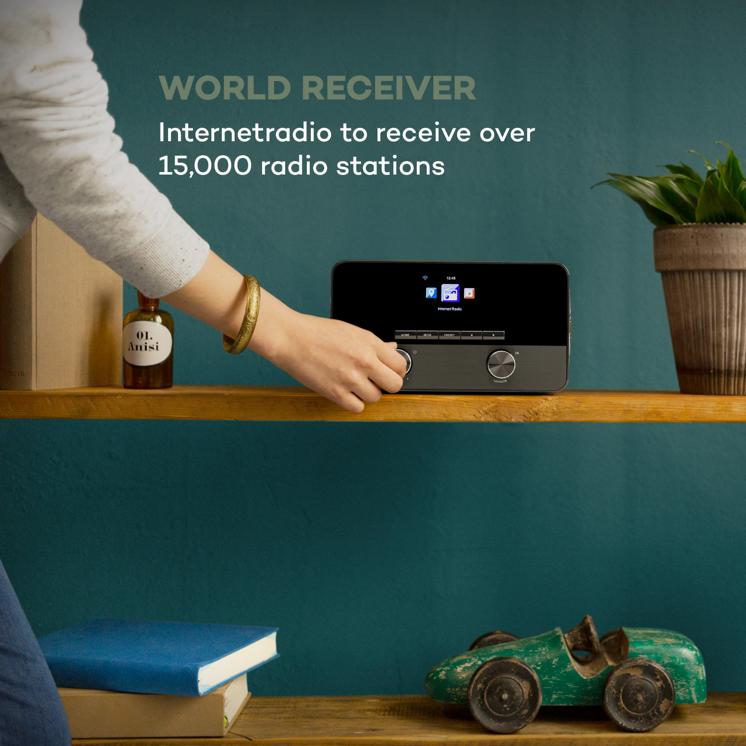 Auna Connect 100 SE, internetové rádio, mediaplayer, Bluetooth, WLAN, USB, AUX, Line Out