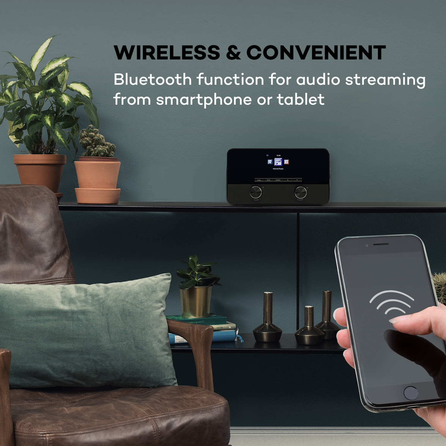Auna Connect 100 SE, internetové rádio, mediaplayer, Bluetooth, WLAN, USB, AUX, Line Out – Obrázok 3