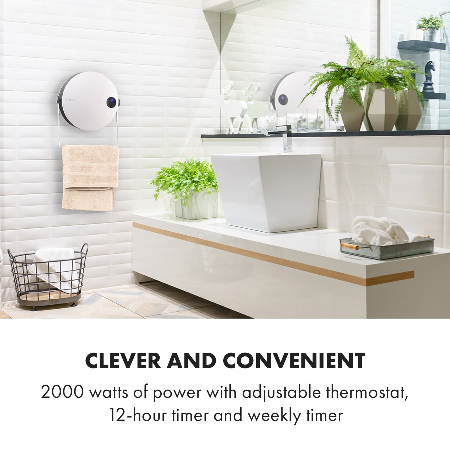 Klarstein Hot Spot Pebble, teplovzdušný ventilátor, 2000 W, sušiak uterákov, časovač, diaľkové ovládanie
