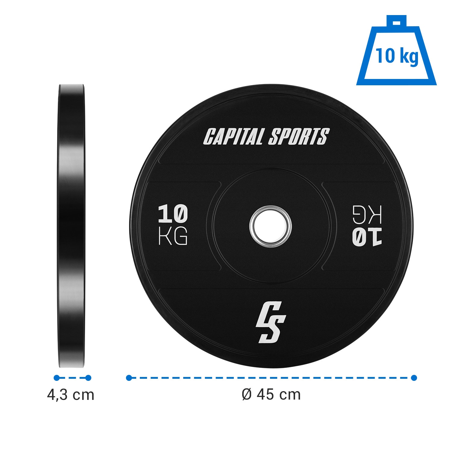 Capital Sports Elongate 2020, kotúče, 2 x 10 kg, tvrdá guma, 50,4 mm – Obrázok 5