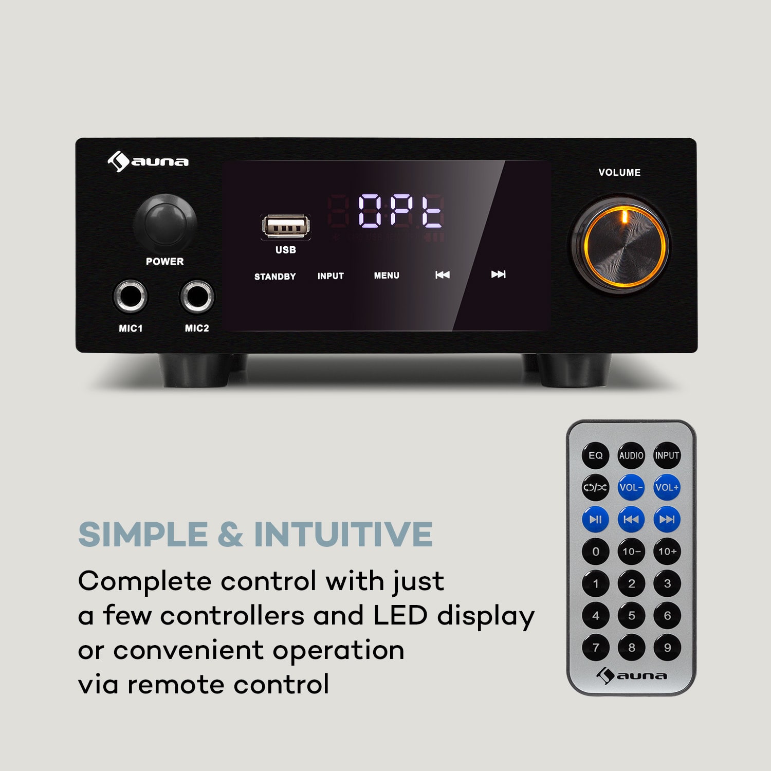 Auna AMP-2 DG, stereo HiFi zosilňovač, 2 x 50 W, RMS, BT/USB, optický & koaxiálny digitálny vstup – Obrázok 3
