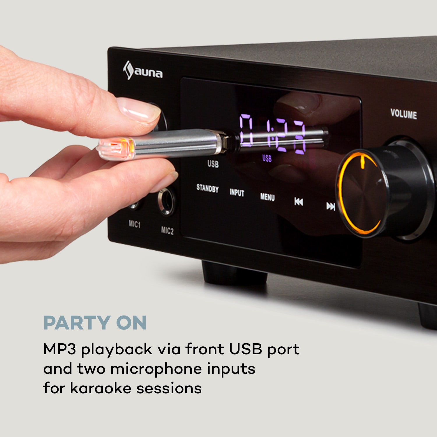 Auna AMP-2 DG, stereo HiFi zosilňovač, 2 x 50 W, RMS, BT/USB, optický & koaxiálny digitálny vstup – Obrázok 4