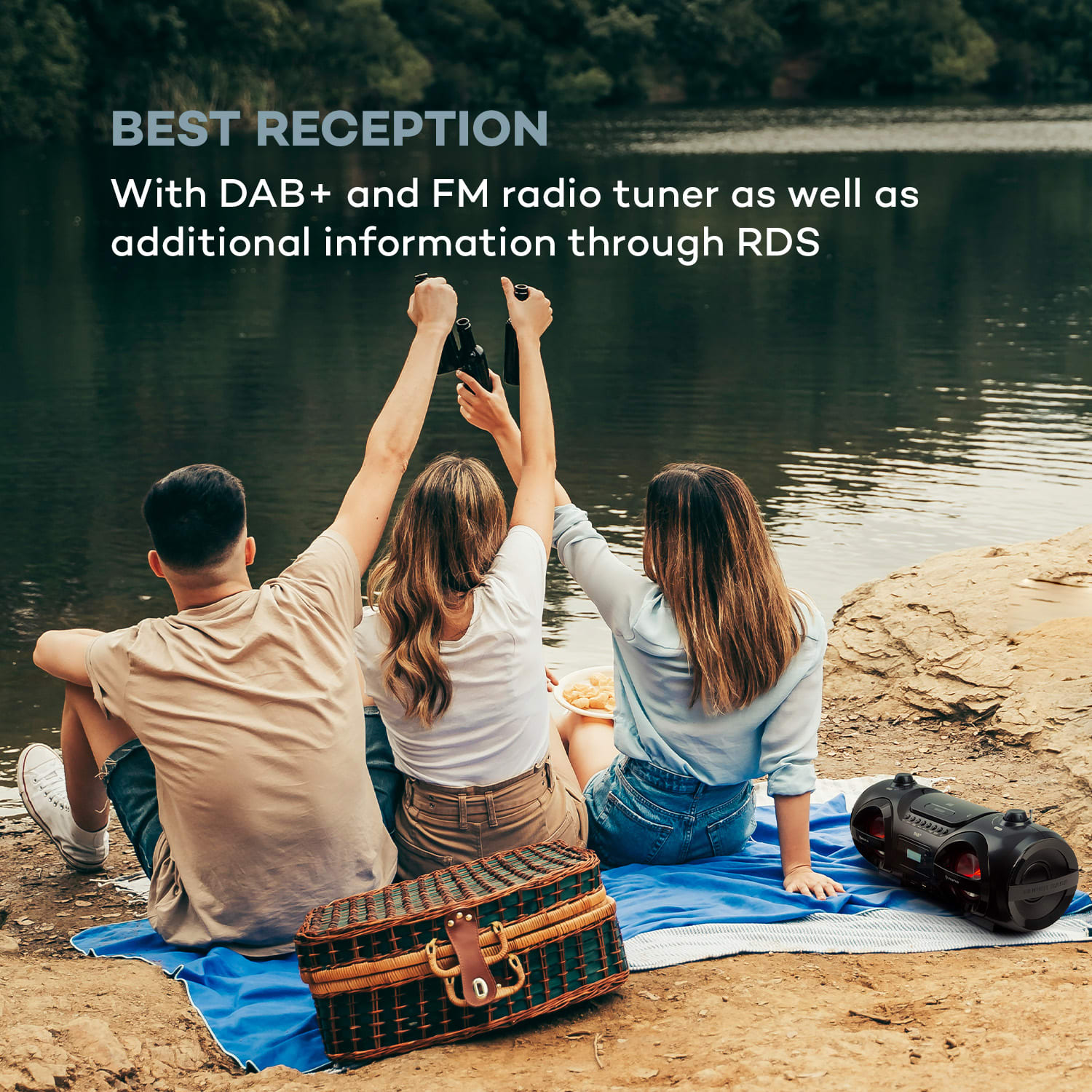 Auna Soundblaster, DAB, Boombox, Bluetooth, CD/MP3/USB/AUX, DAB+/UKW, LED, 50Wmax.