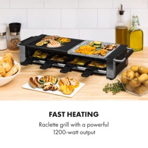 Klarstein Bistecca, raclette gril, 1200 W, kov/kameň, 8 osôb, LED kontrolka