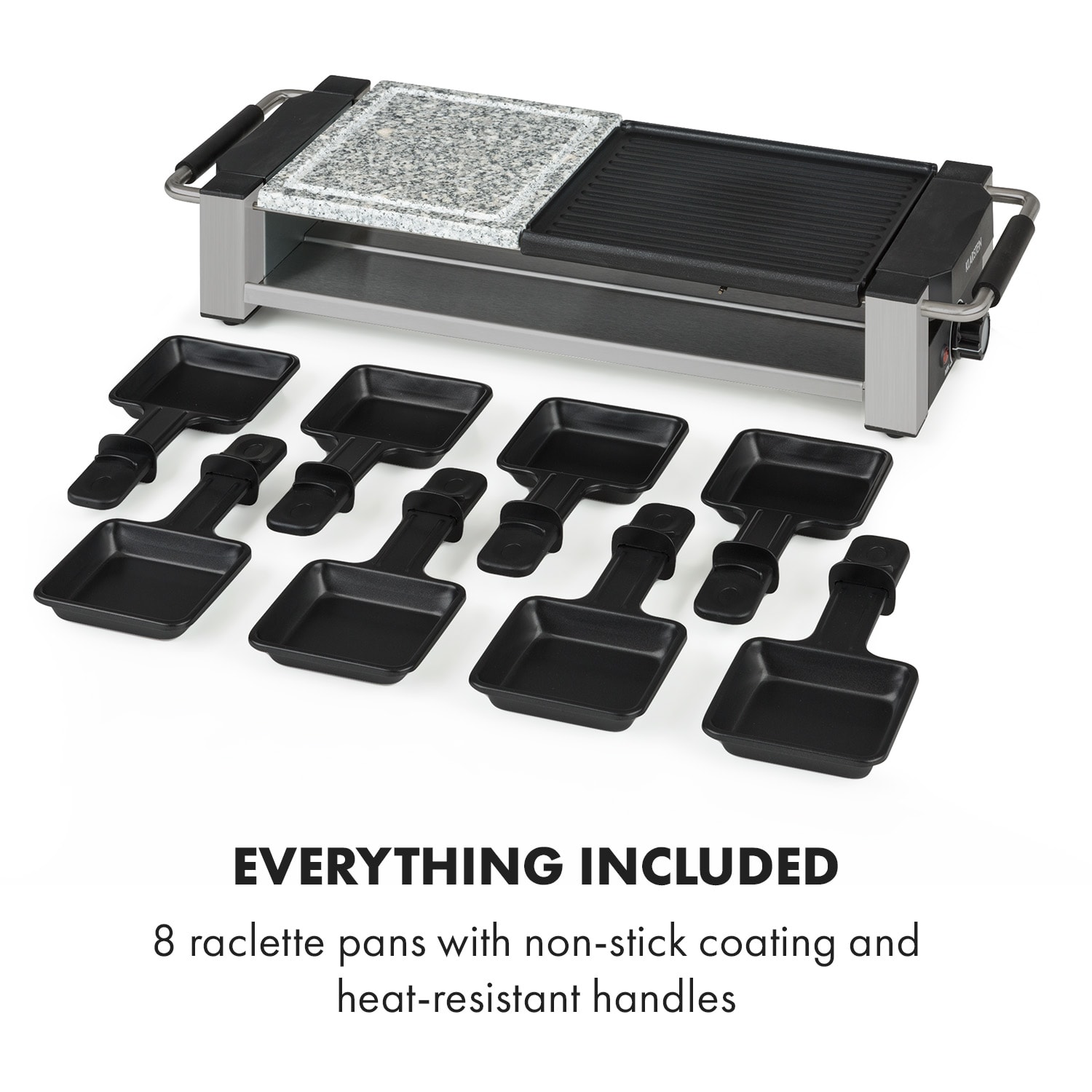 Klarstein Bistecca, raclette gril, 1200 W, kov/kameň, 8 osôb, LED kontrolka – Obrázok 5