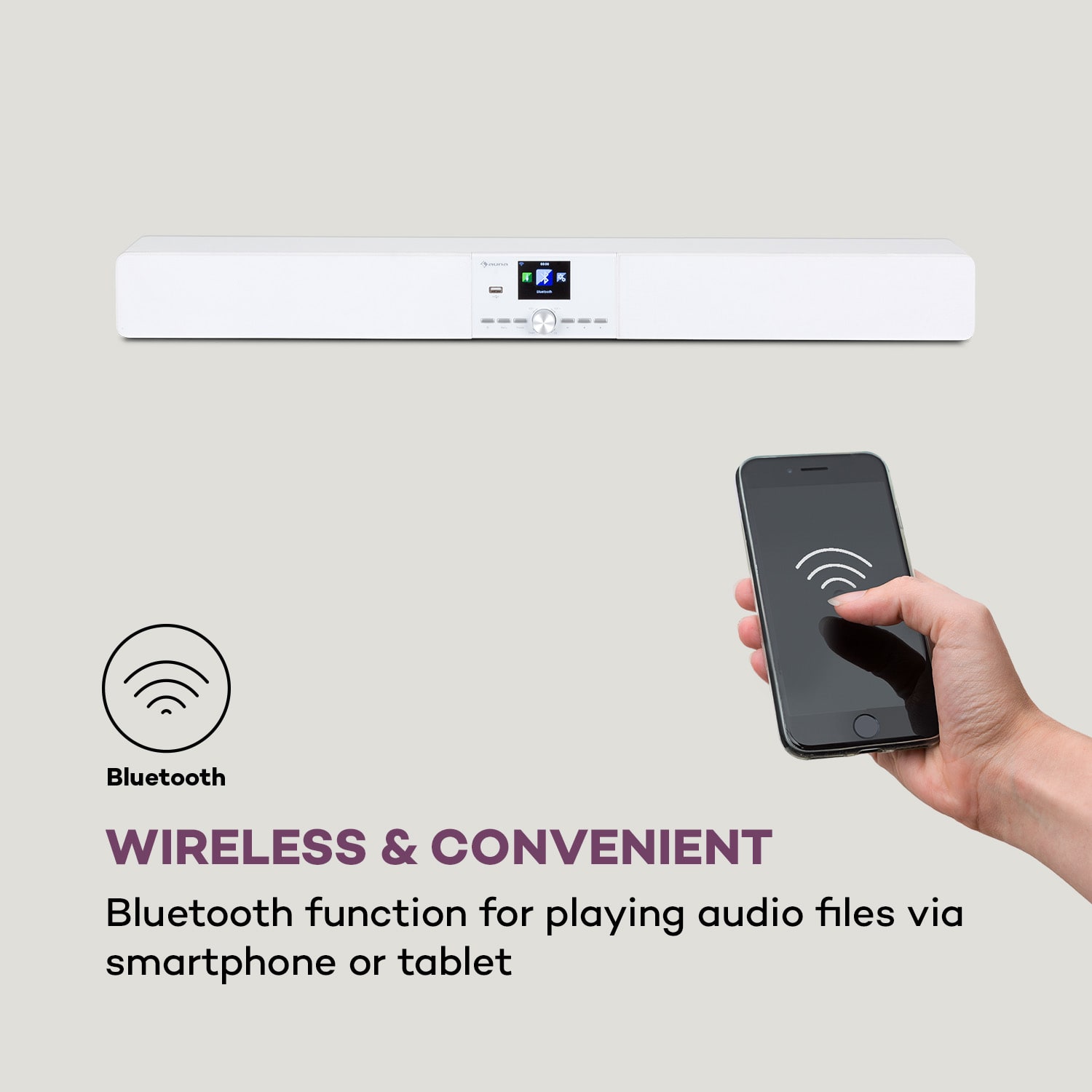Auna Areal Bar Connect, soundbar, bluetooth, internet/DAB+/FM, USB, AUX – Obrázok 3