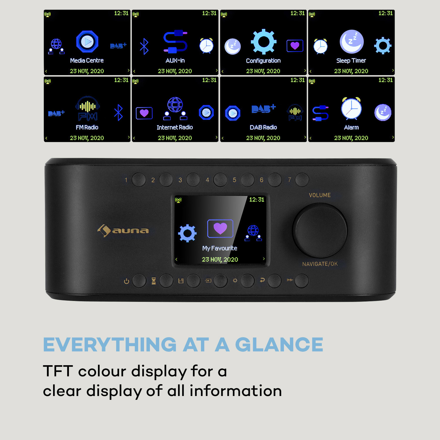 Auna Sound Maître, kuchynské rádio, zabudovanie pod kuchynské skrinky, internet/DAB+/FM, BT, AUX – Obrázok 3