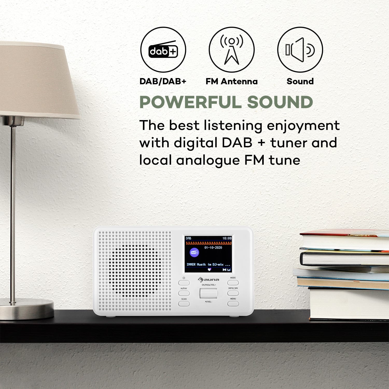 Auna Commuter, DAB+/FM rádio, AUX, 2.4" TFT displej, biele