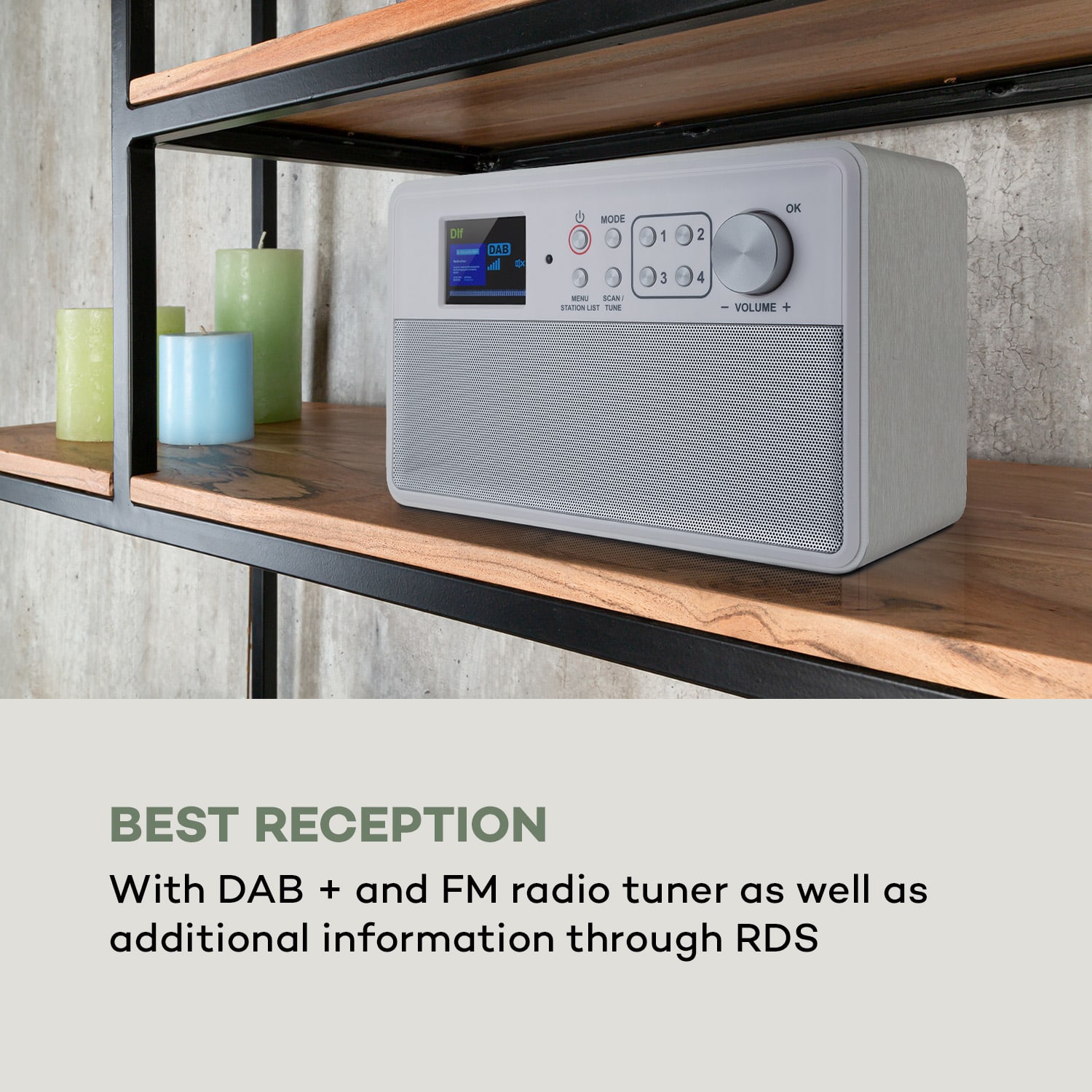 Auna Nestor, DAB+ rádio, DAB+/FM, 2 prevádzkové režimy, 2,4" TFT farebný displej, biele – Obrázok 2