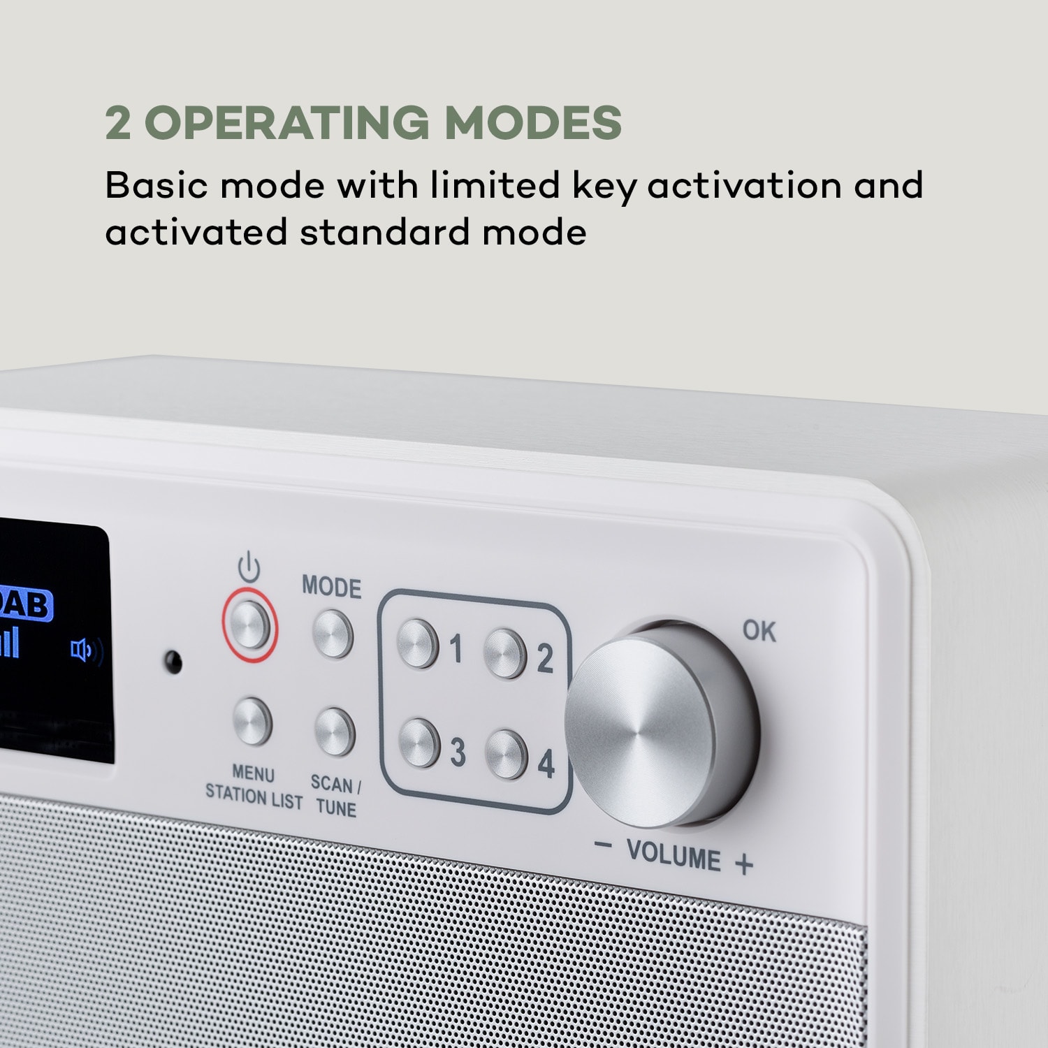 Auna Nestor, DAB+ rádio, DAB+/FM, 2 prevádzkové režimy, 2,4" TFT farebný displej, biele – Obrázok 3