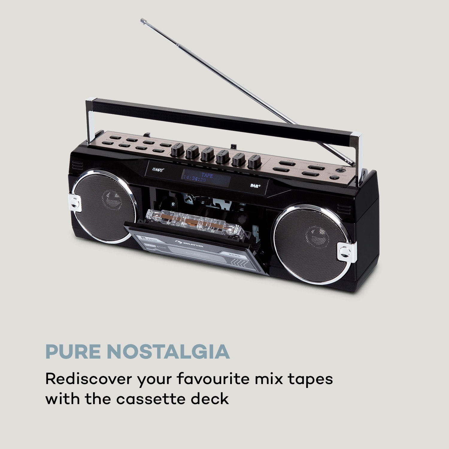 Auna Duke DAB, kazetový magnetofón, rádio, DAB+/FM, BT, USB, SD, teleskopická anténa – Obrázok 4