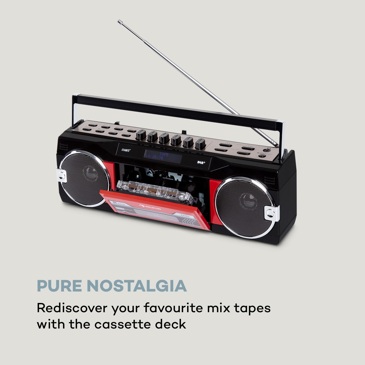 Auna Duke DAB, kazetový magnetofón, rádio, DAB+/FM, BT, USB, SD, teleskopická anténa – Obrázok 4