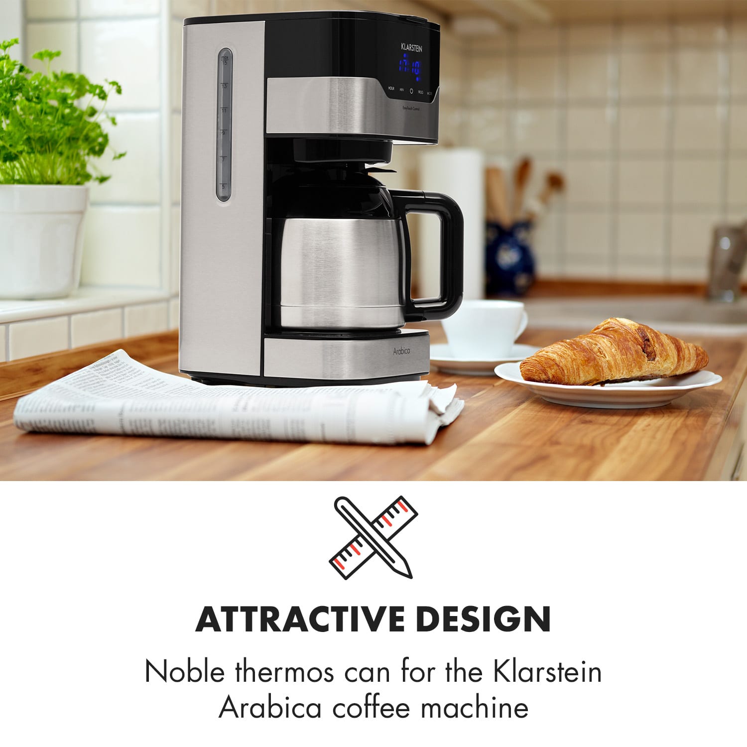 Klarstein Arabica, termo kanvica, príslušenstvo, náhrada, nehrdzavejúca oceľ, strieborná/čierna