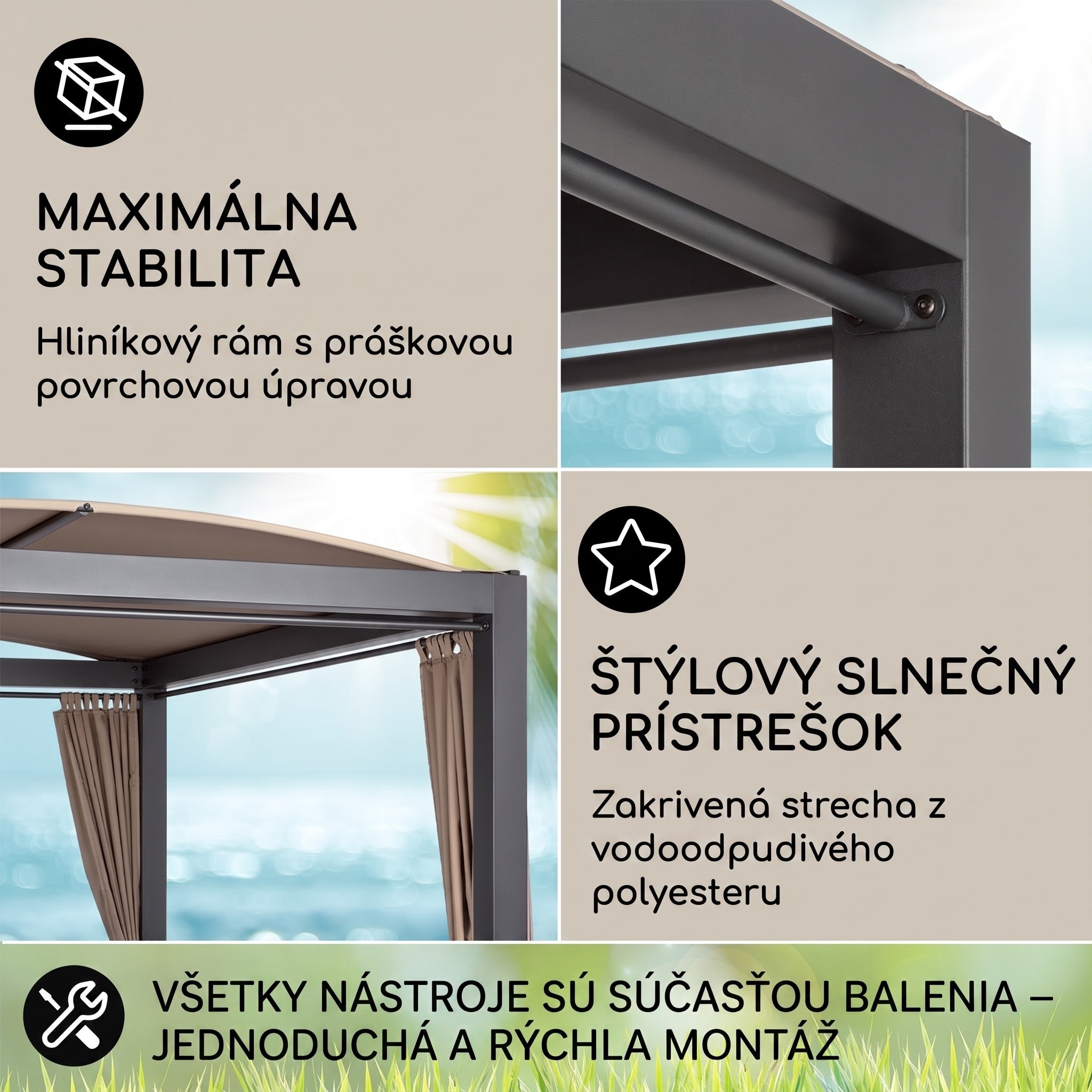 Blumfeldt Eremitage Double XL, ležadlo, pre 2 osoby, oceľový rám, slnečná strecha, závesy – Obrázok 2