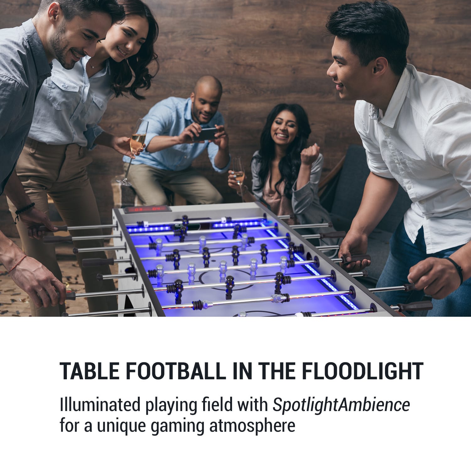 KLARFIT Arrowhead, stolný futbal, 117 × 68, LED osvetlenie, automatické počítanie gólov
