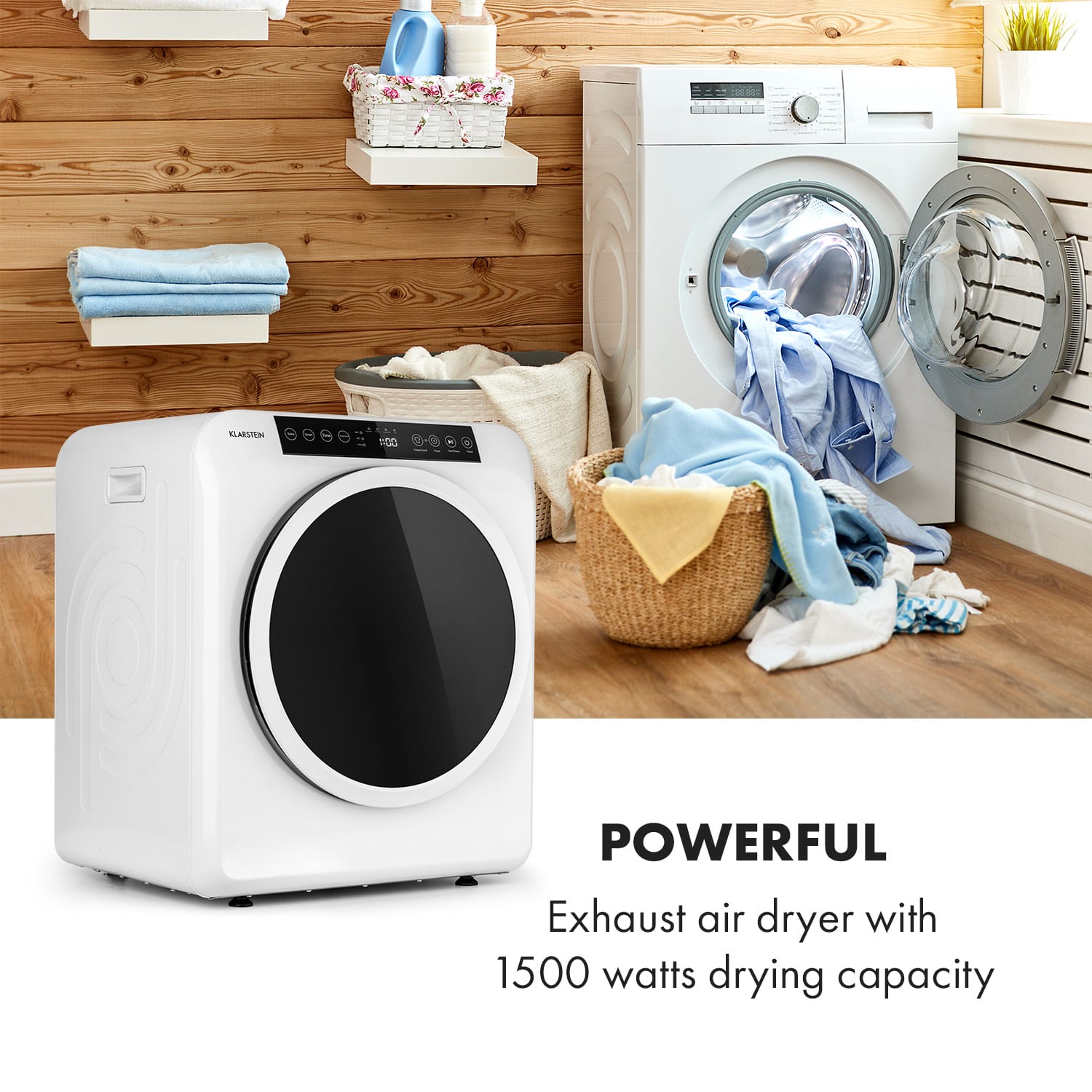 Klarstein EZ Dry, sušička bielizne, odvod vlhkého vzduchu, 1500W, 6kg, 60cm – Obrázok 3