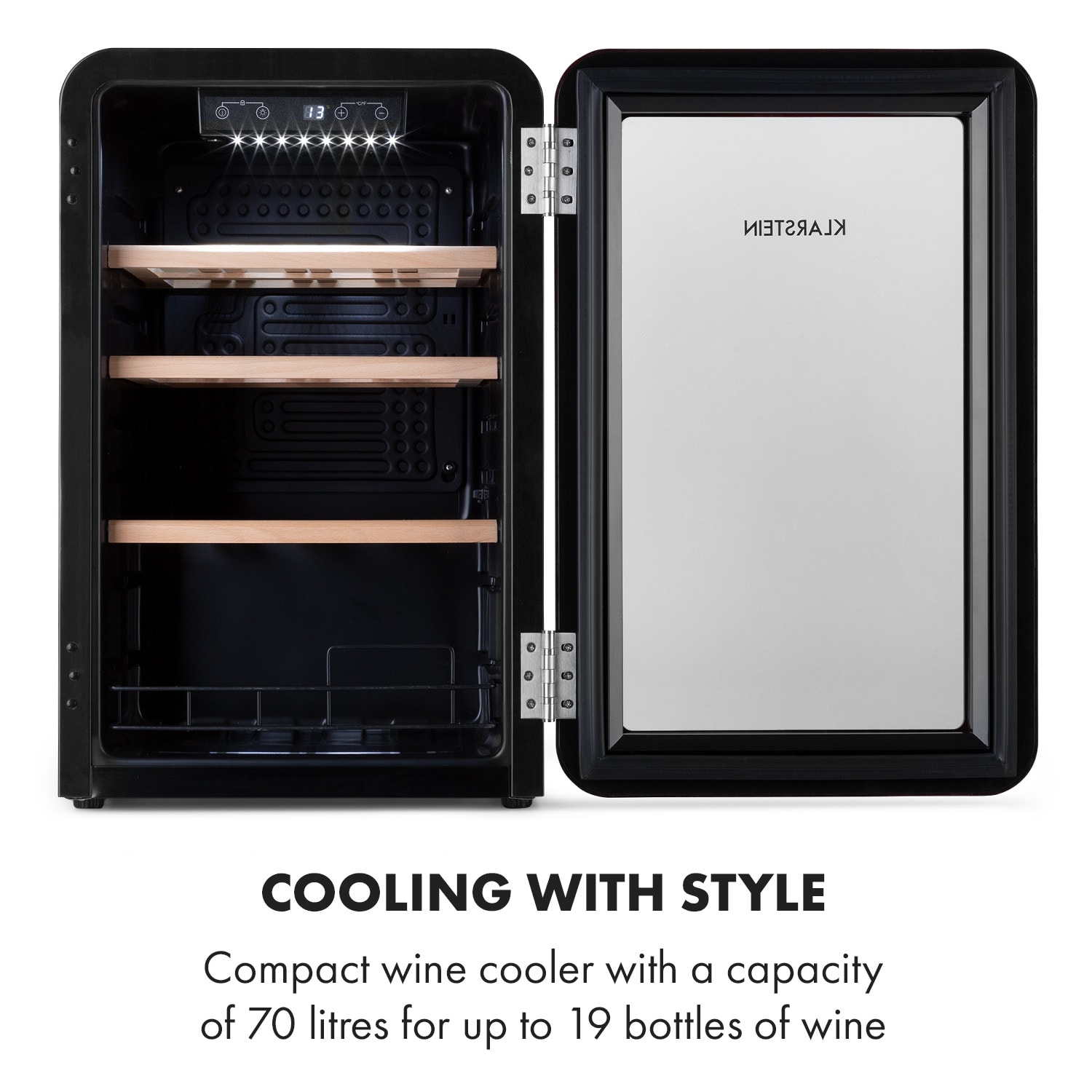 Klarstein Vinetage 19 Uno, vinotéka, 70 l, 4-22°C, retro dizajn – Obrázok 2