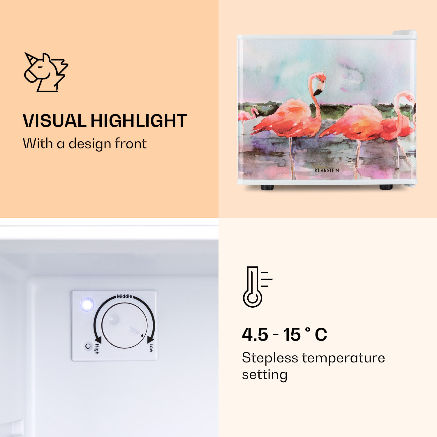Klarstein Pretty Cool, chladnička na kozmetiku, 17 l, 50 W, 1 polica, Flamingo – Obrázok 4