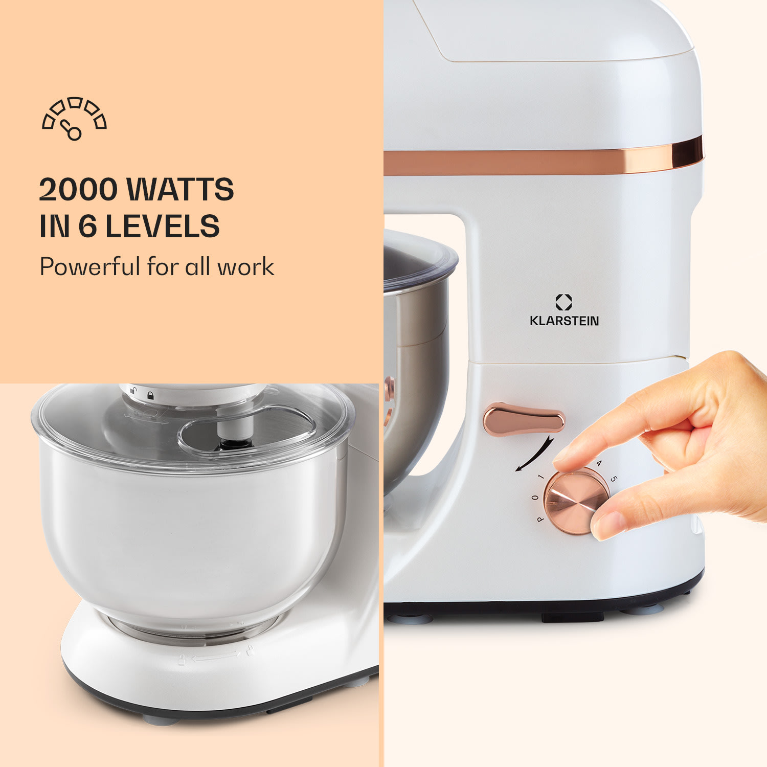 Klarstein Lucia Elegance, kuchynský robot, mixér, mlynček na mäso, 1800W, bez BPA – Obrázok 2