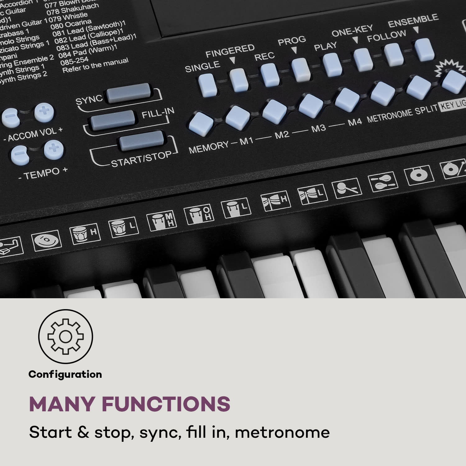 SCHUBERT Etude 255 LCD, keyboard s učebnými funkciami, 61 kláves, LED displej, osvetlené klávesy, 255 rytmov – Obrázok 4