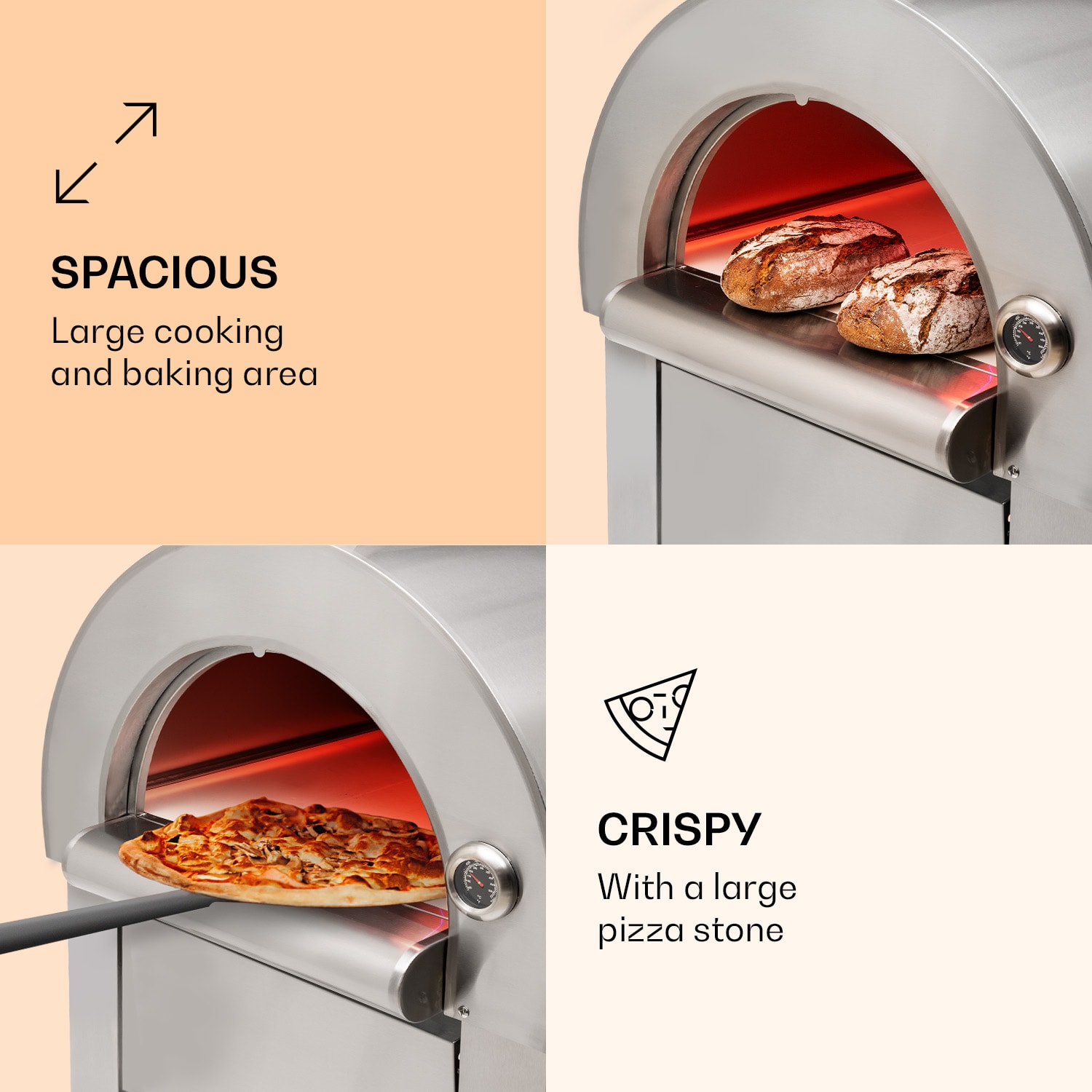 Klarstein Diavolo Napoletana, pec na pizzu, na drevené uhlie, nehrdzavejúca oceľ – Obrázok 2