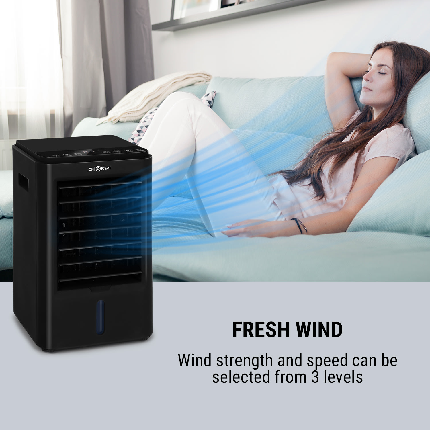 OneConcept Arctic Cube, 4 v 1 ochladzovač vzduchu, 40 W, 230 m³/h, 2 x chladiaci box – Obrázok 3