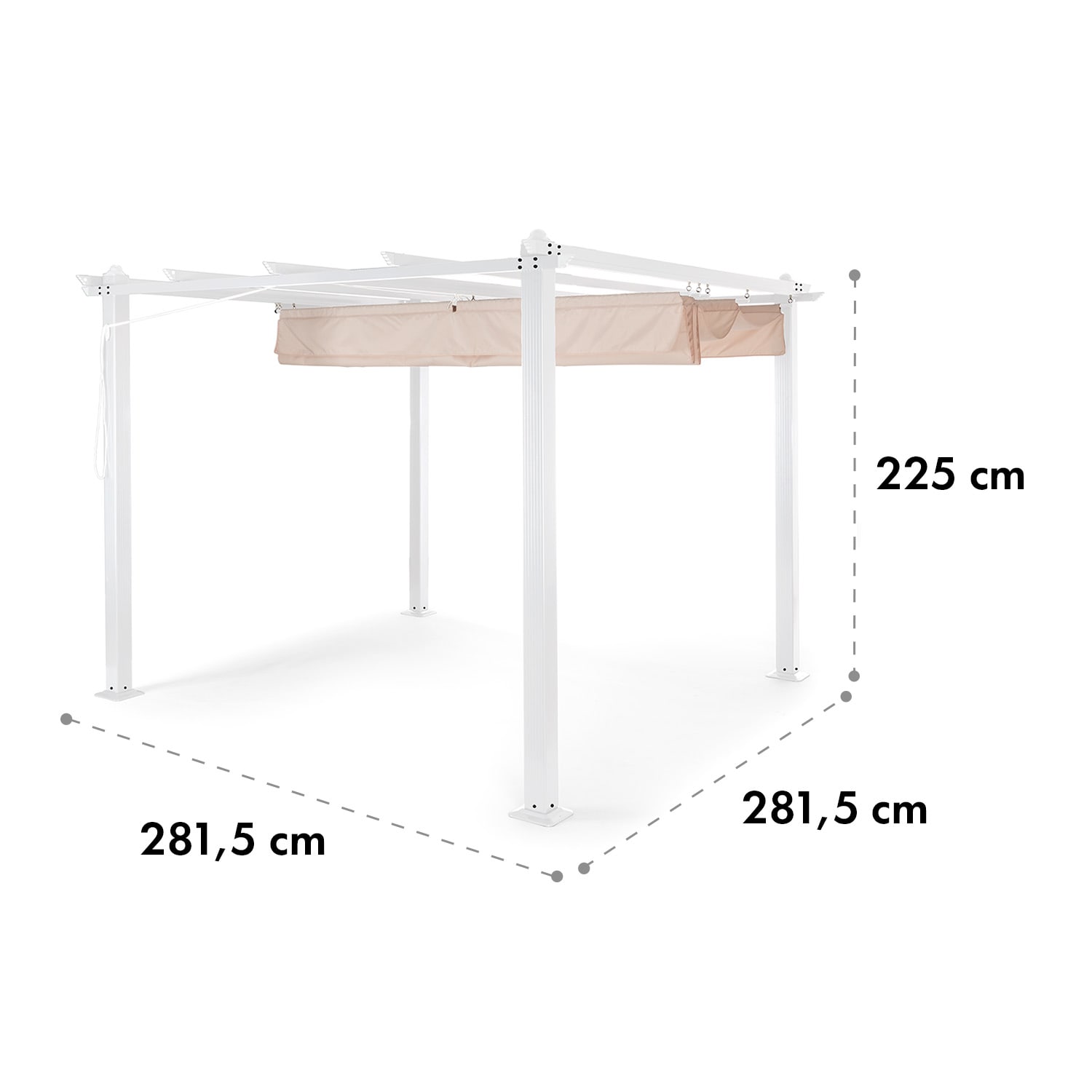 Blumfeldt Pantheon, pergola, hliníková štvorhranná rúrka, 3 × 3 m, 4 rohové stĺpiky, nepremokavá – Obrázok 5
