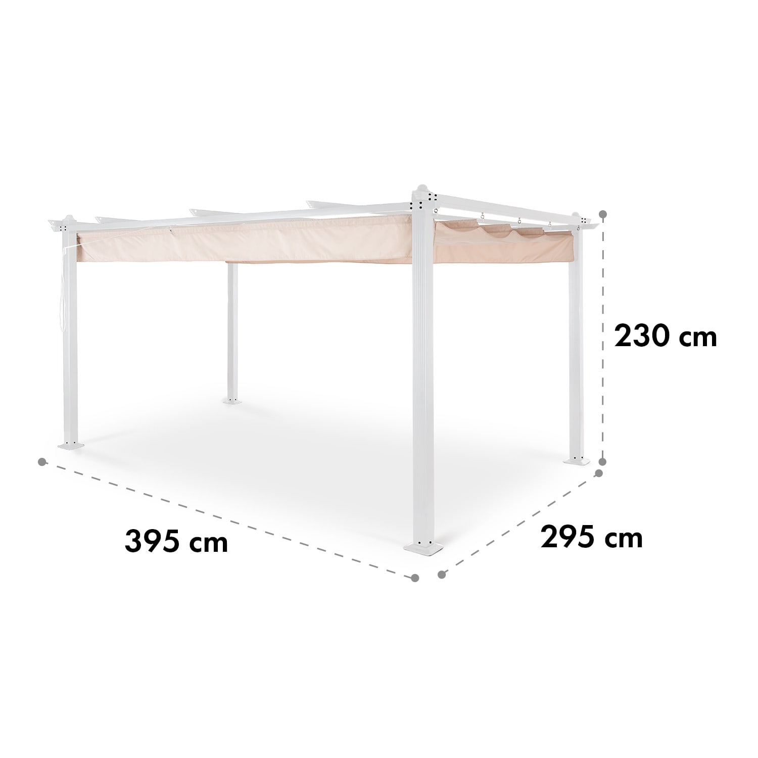 Blumfeldt Pantheon, pergola, hliníková štvorhranná rúrka, 3 × 4 m, 4 rohové stĺpiky, nepremokavá – Obrázok 5
