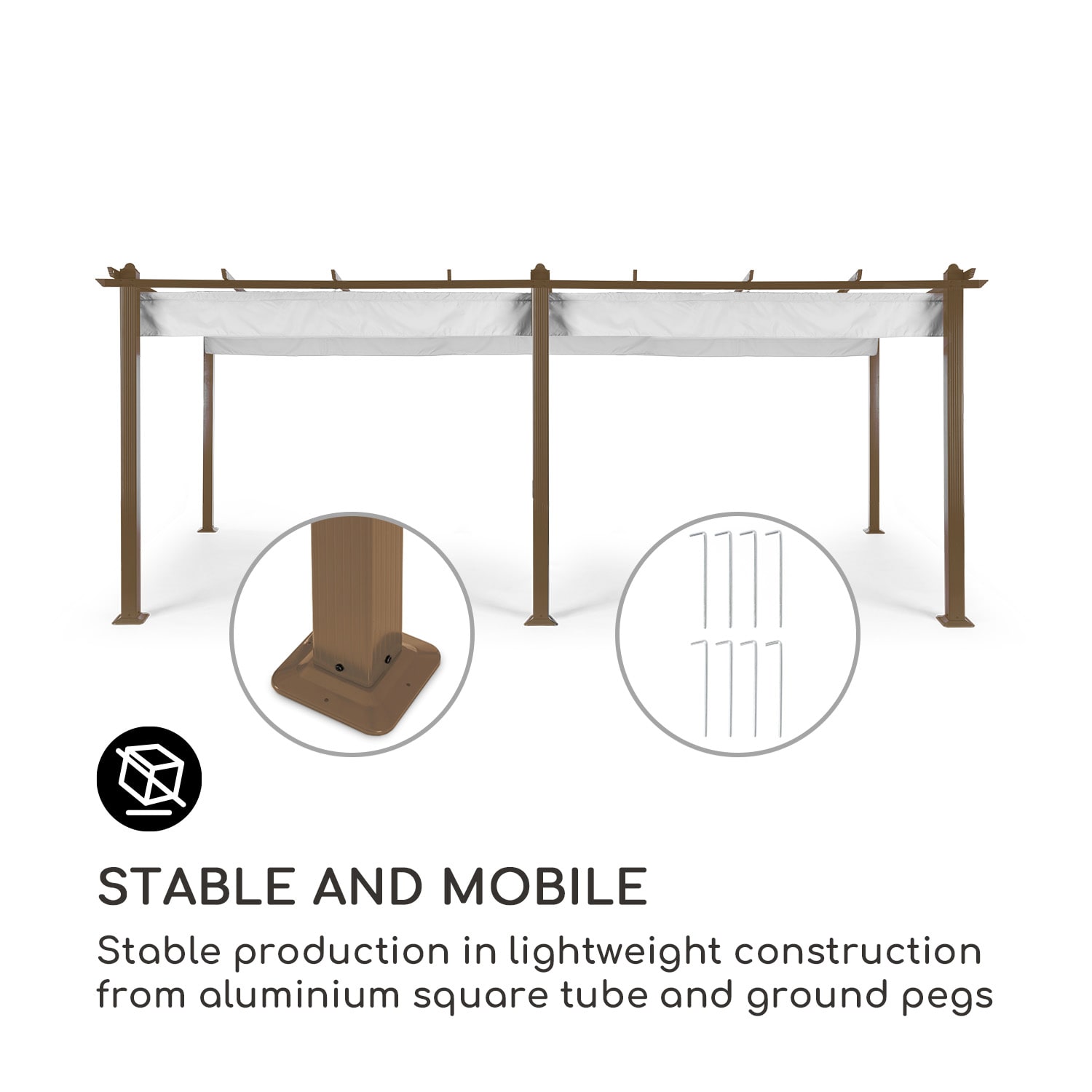 Blumfeldt Pantheon Rust, pergola, hliníková štvorhranná rúrka, 3 × 6 m, 4 rohové stĺpiky, nepremokavá – Obrázok 2