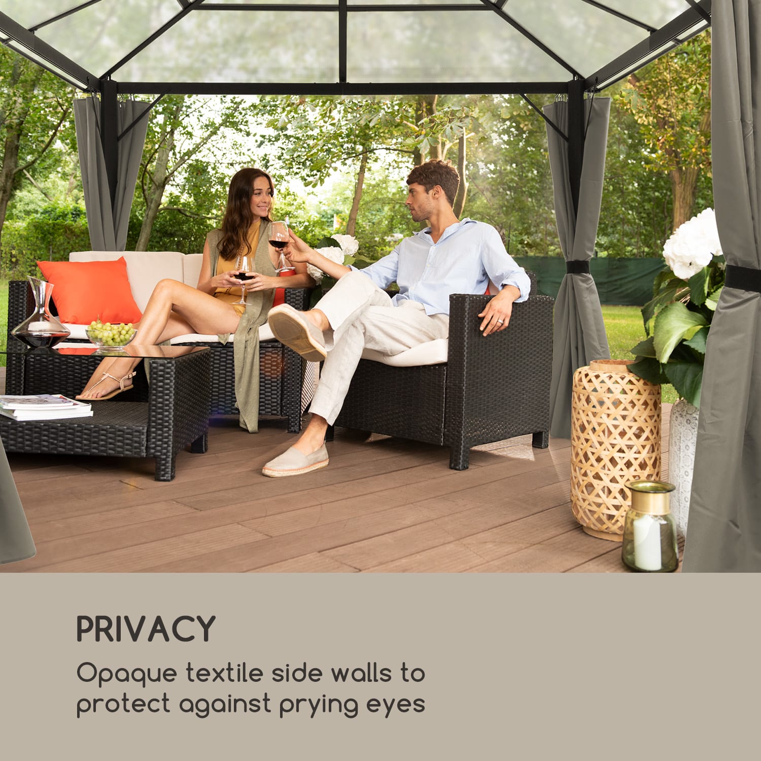 Blumfeldt Pantheon Solid Sky, bočné steny pergoly, 4 steny, 3 x 4 m, 140 g/m²