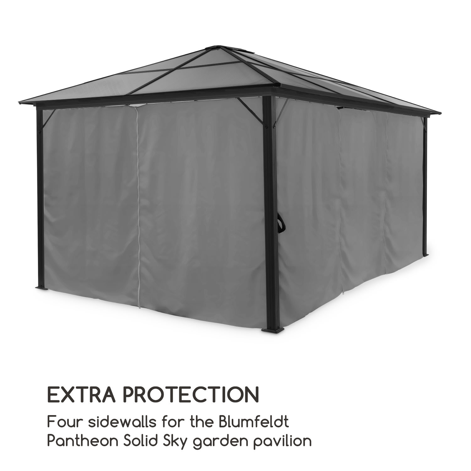 Blumfeldt Pantheon Solid Sky, bočné steny pergoly, 4 steny, 3 x 4 m, 140 g/m² – Obrázok 2