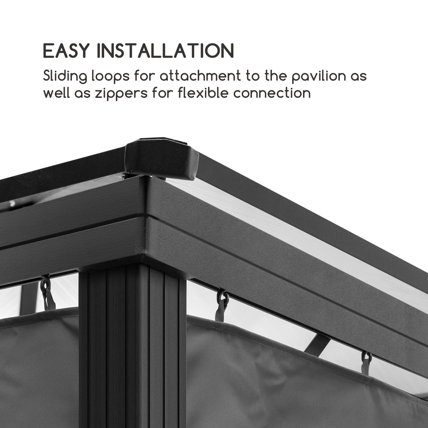 Blumfeldt Pantheon Solid Sky, bočné steny pergoly, 4 steny, 3 x 4 m, 140 g/m² – Obrázok 3