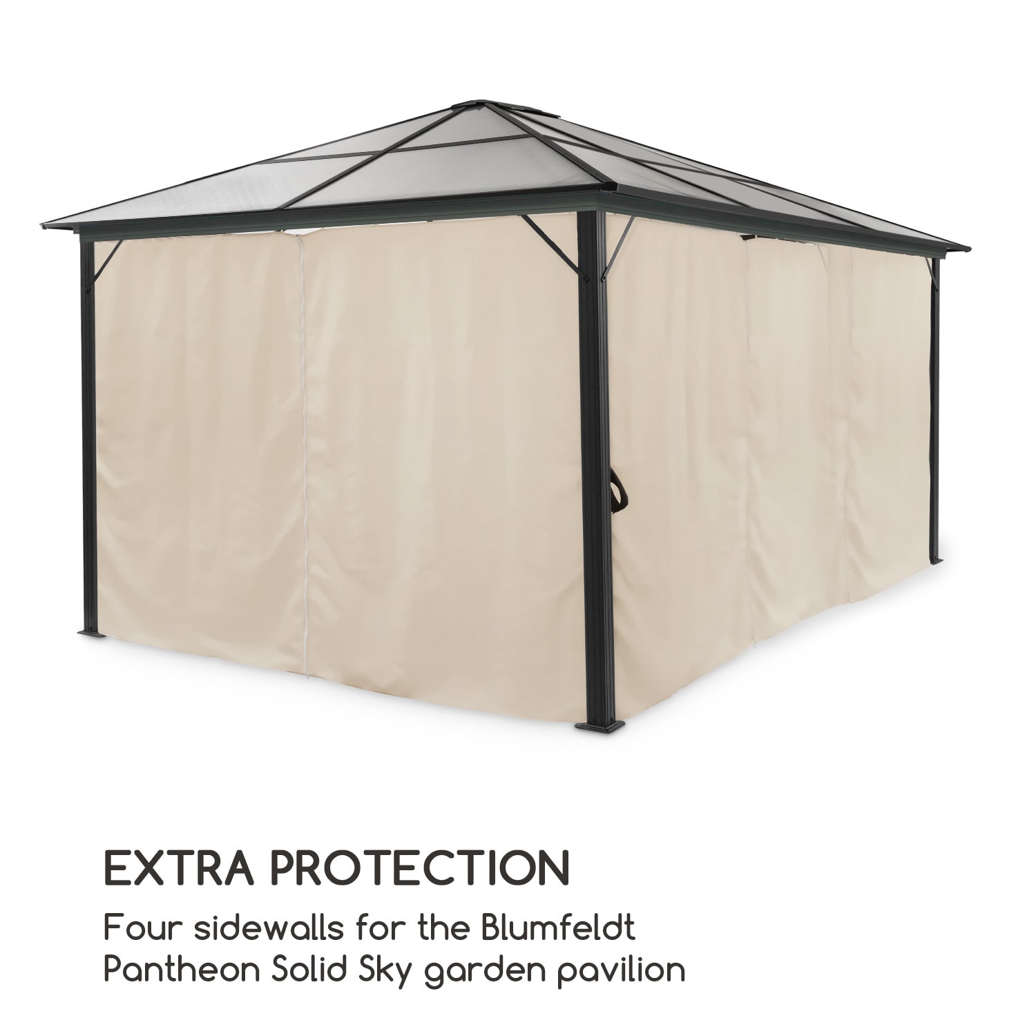 Blumfeldt Pantheon Solid Sky, bočné steny pergoly, 4 steny, 3 x 4 m, 140 g/m² – Obrázok 2