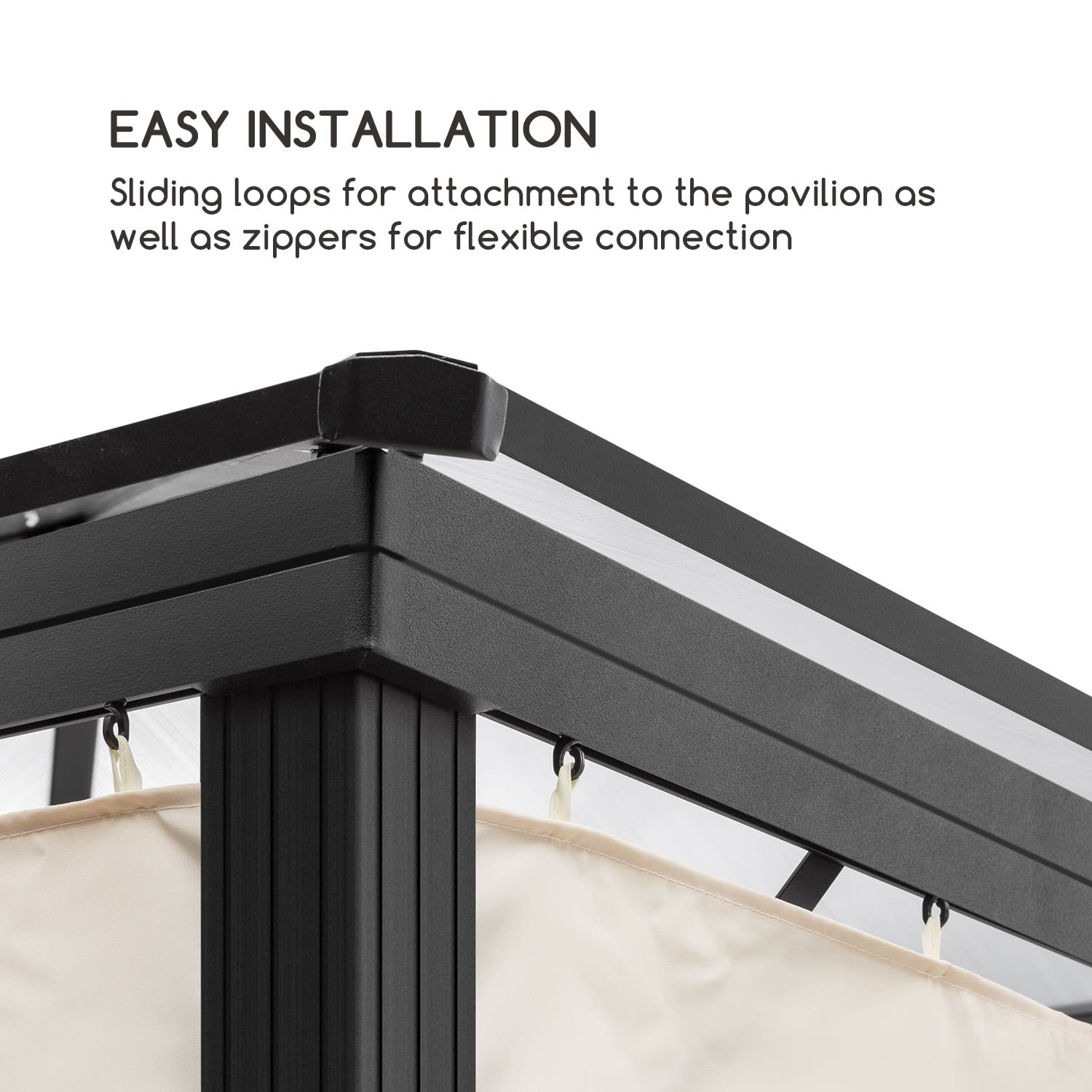 Blumfeldt Pantheon Solid Sky, bočné steny pergoly, 4 steny, 3 x 4 m, 140 g/m² – Obrázok 3