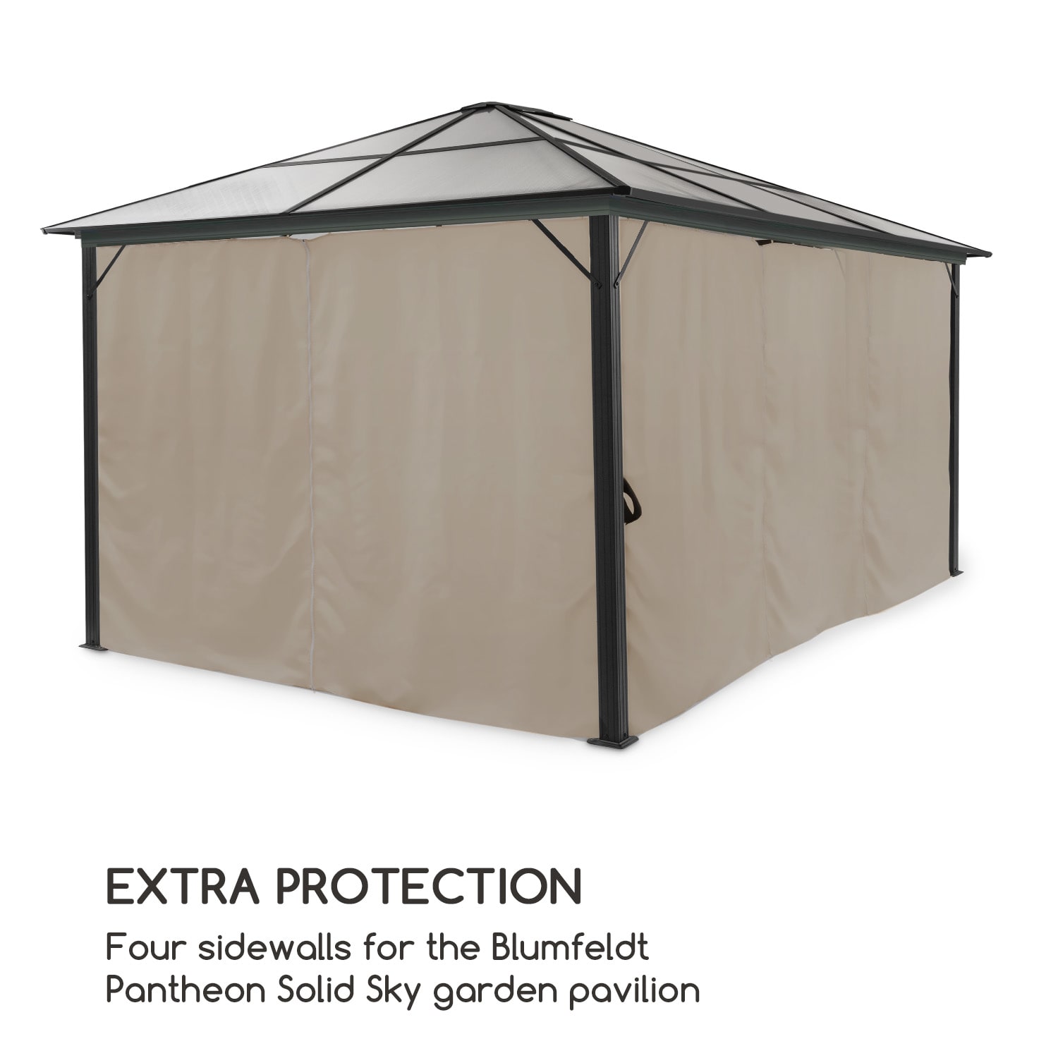 Blumfeldt Pantheon Solid Sky, bočné steny pergoly, 4 steny, 3 x 4 m, 140 g/m² – Obrázok 2