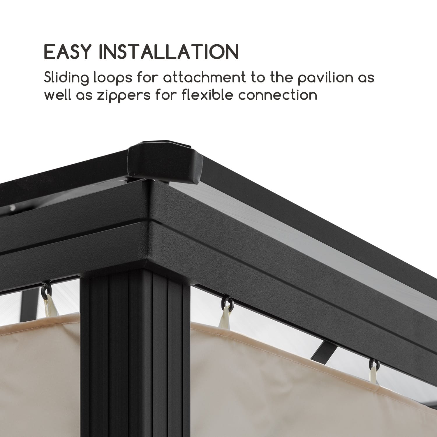 Blumfeldt Pantheon Solid Sky, bočné steny pergoly, 4 steny, 3 x 4 m, 140 g/m² – Obrázok 3