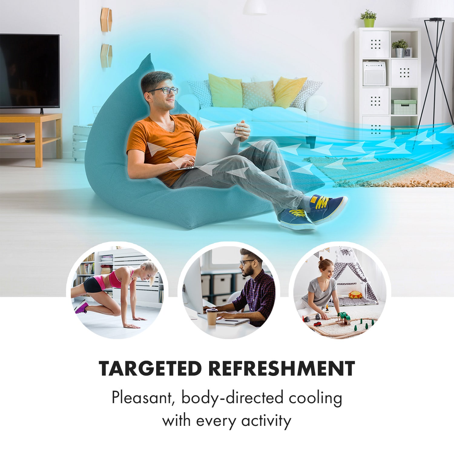 Klarstein Maxflow Smart, 3 v 1 ochladzovač vzduchu, ventilátor, zvlhčovač vzduchu, 5 l, WiFi, diaľkový ovládač, 2 × chladiaca súprava – Obrázok 2