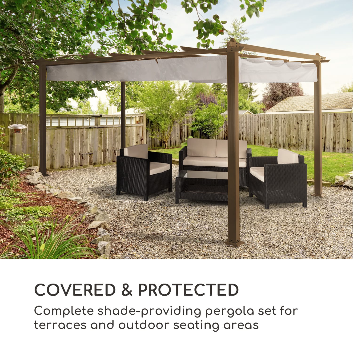 Blumfeldt Pantheon Rust Pergola, náhradná strecha, 200 g/m², polyesterová tkanina, 3 x 4 m, vrátane lankového tiahla